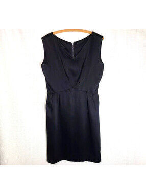 Vtg Black Party Dress 50s 60s Cross Princess Seam M L Pinup VLV LBD Couture